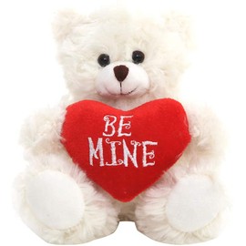 Plushland Stuffed Mocha Heart Bear - Plush Bear Toy for Kids & Adults - Embroidered Heart Pillow - Brown-6 inches (Be Mine-Cream 9'')