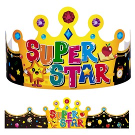 SICOHOME Star Student Paper Crowns 24pcs Adjustable Paper Hats for student of the Week Back to School Supplies for Kids