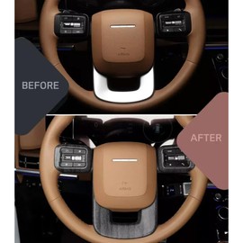 FUEISOF For Hyundai Santa Fe MX5 Car Steering Wheel Button Steering Wheel Cover (Wood Grain)