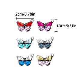 Butterfly Charms, 12 Pcs Multicolor Alloy Enamel Butterfly Charms Charms Pendant for DIY Jewelry Making, Finding Accessories, Necklace, Bracelet (6 Colors)