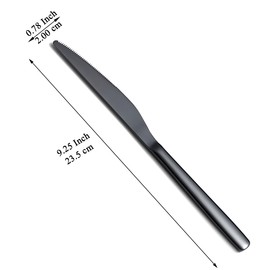 Evanda Black Dinner Knives Set 12 Pieces, Titanium Plating Stainless Steel Butter Knives Table Knives, Flatware Steak Knives Silverware Set, Cutlery Set, Dishwasher Safe