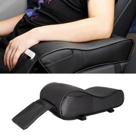 MagiDeal Car Armrest Cushion Center Console Cushion with Storage Pocket Automotive Accessories Easy Installation Elbow Support, Black