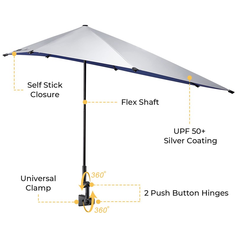G4Free UPF 50+ Adjustable Beach Umbrella XL with Universal Clamp