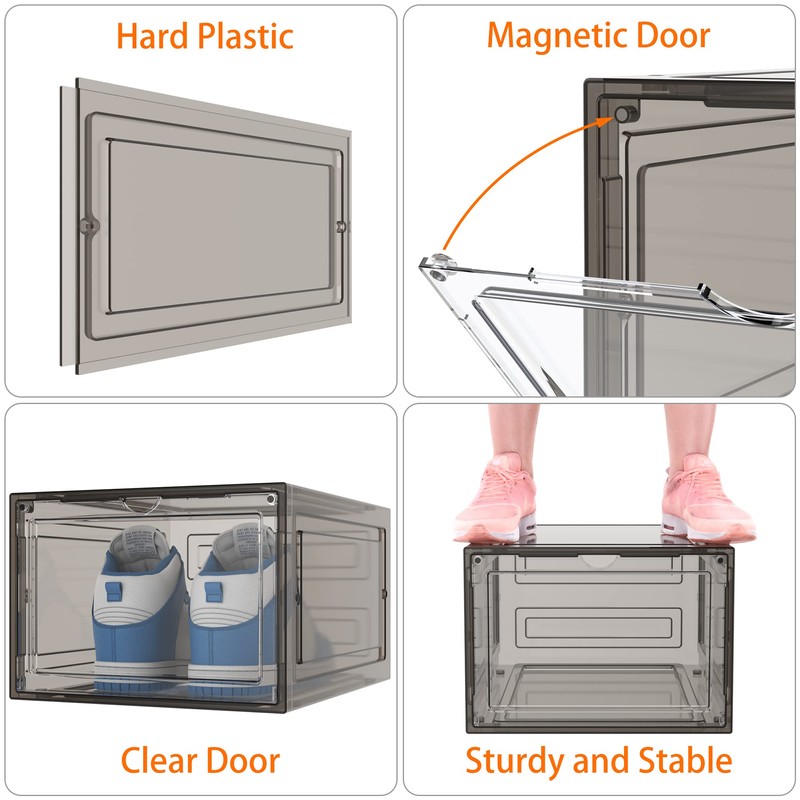 HOMIDEC Shoe Storage, 8 Pack Shoe Organizer Hard Plastic Shoe