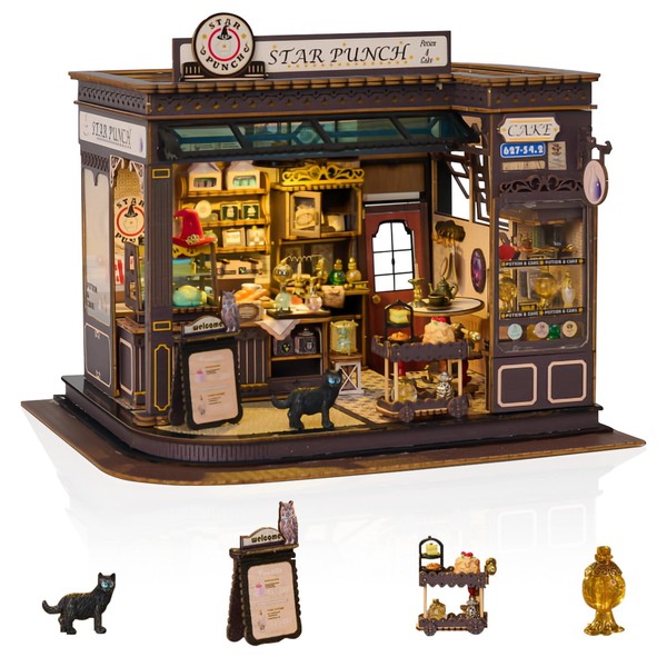 Foyucool DIY Miniature Dollhouse Kits, Tiny House Kit with Light,