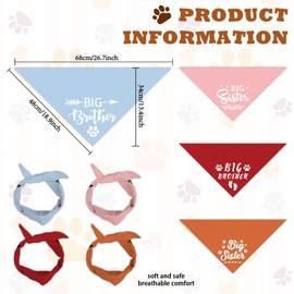 arricraft 4 Pcs Polyester Pet Bandanas, “Big Siste” Theme Dog Scarf Washable Triangle Fabric Pet Bandanas for Small Medium Large Dog and Cat Clothing Accessories Decorative