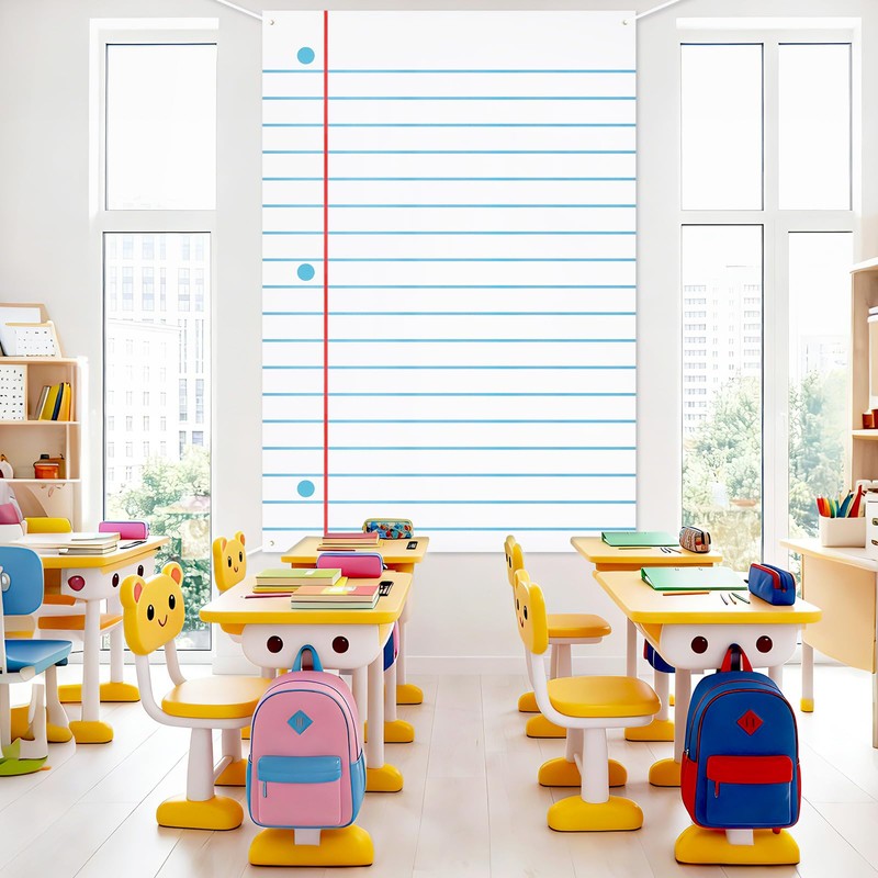 JANYUN Notebook Paper Backdrop, School Bulletin Board Classroom Door Decoration
