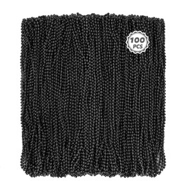 100 PCS Mardi Gras Beads Bulk, 33" Black Mardi Gras Beaded Necklace, Round Metallic Black Beads Stuff Set, Parade Throw Accessories Set Party Favors Carnival Decorations