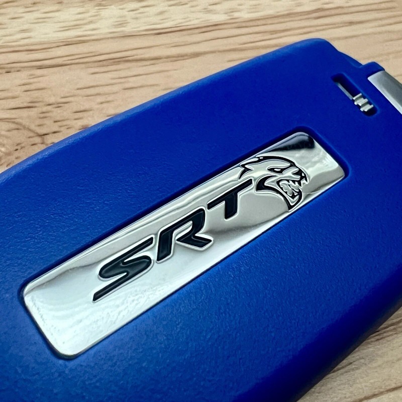 SRT BLUE KEY FOB HELLCAT 5 BUTTON WITH SILVER SRT