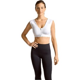 Tommie Copper Shoulder Support Compression Bra with Front Zipper Closure - Wireless Posture Corrector & Back Support Bra, Ideal for Gardening, Yoga, and Sports, UPF 50 - White, XX-Large