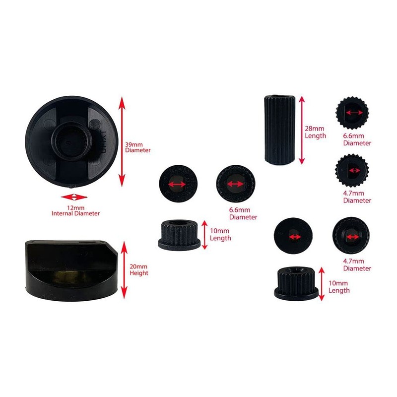 Ufixt Universal Black Control Knobs for Ovens, Cookers and Hobs