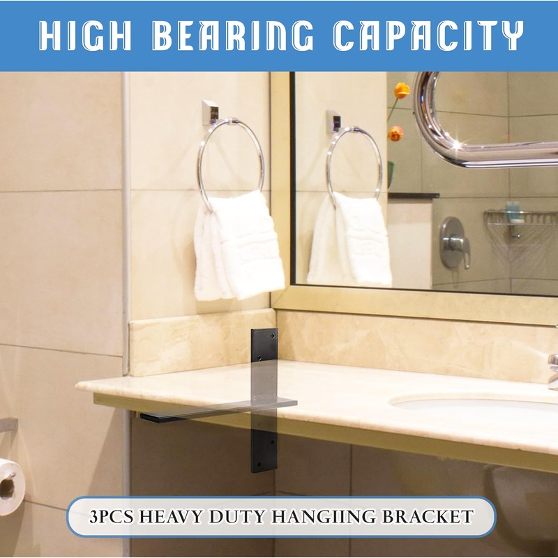 Floating Shelf Bracket 3/8" Thick Heavy Duty Shelf Brackets 3