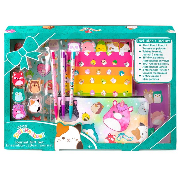 Fashion Angels Squishmallows Journal Gift Set - Includes Journal, Pencil Pouch, Squishmallows Stickers, Erasers, and 3 Mechanical Pencils - Join The Squish Squad - Cute Stationery Set - Ages 6 and Up
