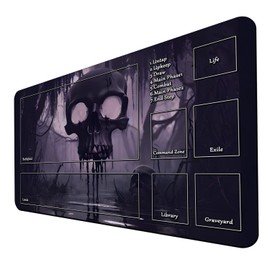 MTG Playmat, Skull TCG Play Mat for DND TCG 24 x 14 inches Trading Card Inked Game Playmats with Storage Bag Smooth Rubber Surface Battle Game