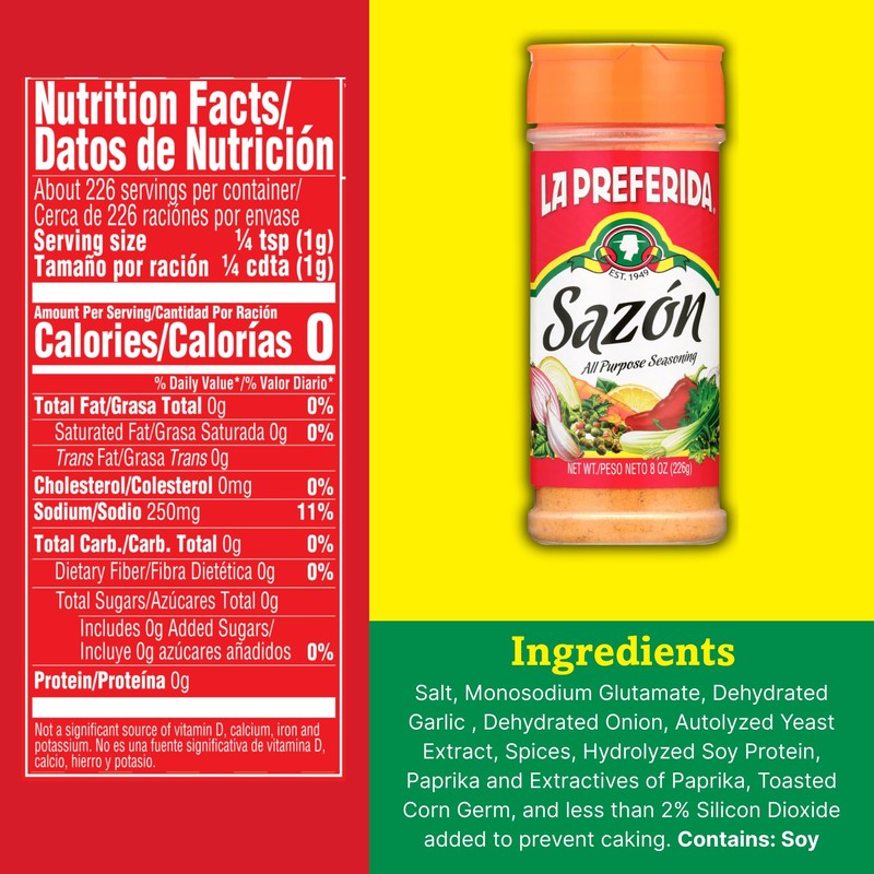 La Preferida All-Purpose Sazón (Bold Mexican Seasoning) with Paprika, Garlic