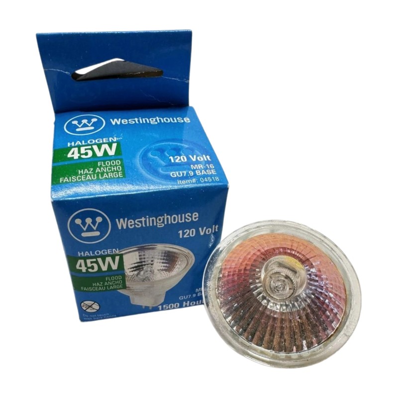 Westinghouse 45MR16Q/FL Flood Light Bulb, 45W, 120V, MR-16, GU7.9 Base