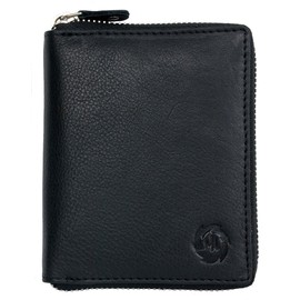 Herren Schwarzes Leder Portemonnaie - Geldbörse HL mit Reißverschluss um