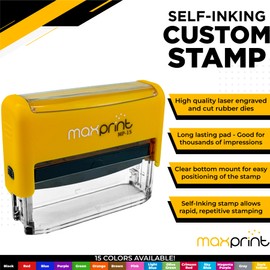 MaxPrint Small & Wide Size Self Inking Custom Signature Stamp - Over 12 Colors to Choose from - Customized with Your Signature