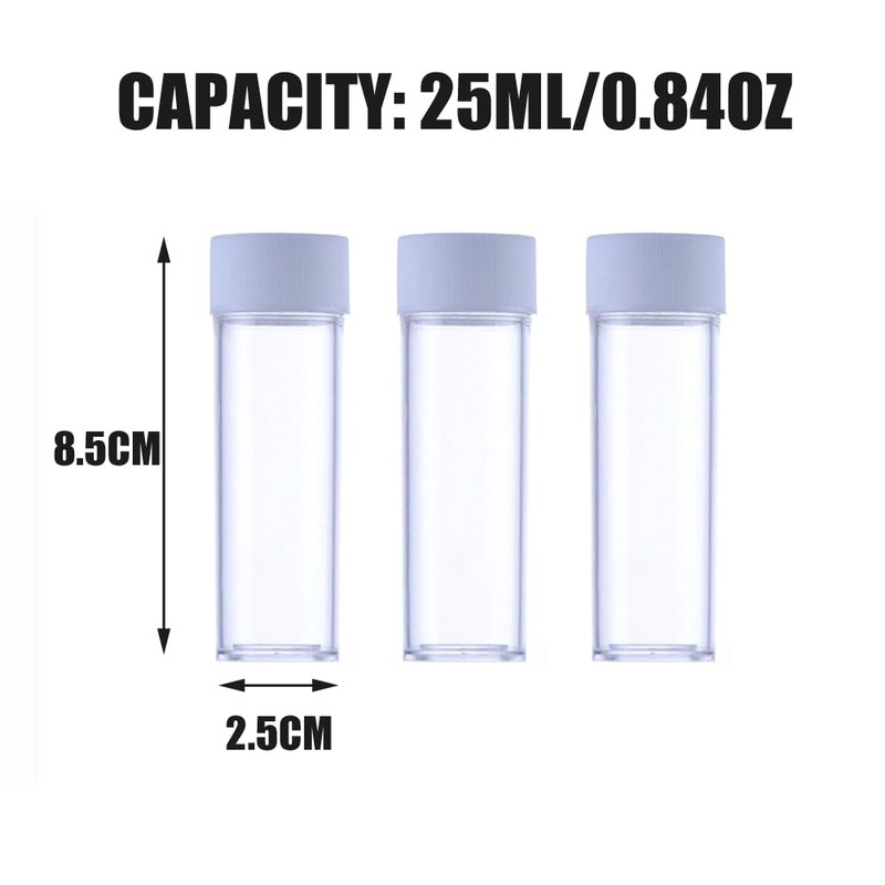 12PCS 25ML Plastic Test Tubes with Screw Caps Sample Bottles