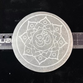 4” Selenite Charging Plate “ohm Blossom “