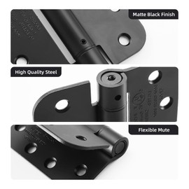 HOME MASTER HARDWARE Self Closing Door Hinges, 4 inch Spring Loaded Hinges, Adjustable Tension for Interior Door, UL Listed with 5/8" Radius Corners, Matte Black Finish, 2 Pack