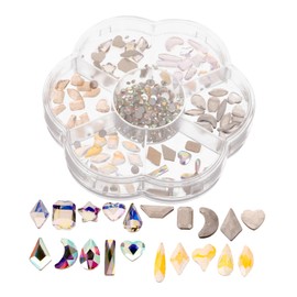 Ipetboom Unique Patch Rhinestones Nail Charms 7 Grids Set Manicure Decorations for Women