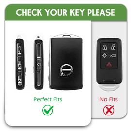 WORCAS for Volvo 4 Side Buttons Key Fob Cover, TPU Smart Key Fob Case Compatible with Volvo XC40 XC60 XC90 S90 XC60 XC90 XC40 S90 V90(Green)