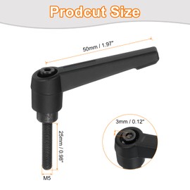 uxcell 2Pcs M5 x 25mm Adjustable Knobs Handle Male Thread Push Button Ratchet Quick Release Locking Rotating Bolt for Lathe Machinery, Black