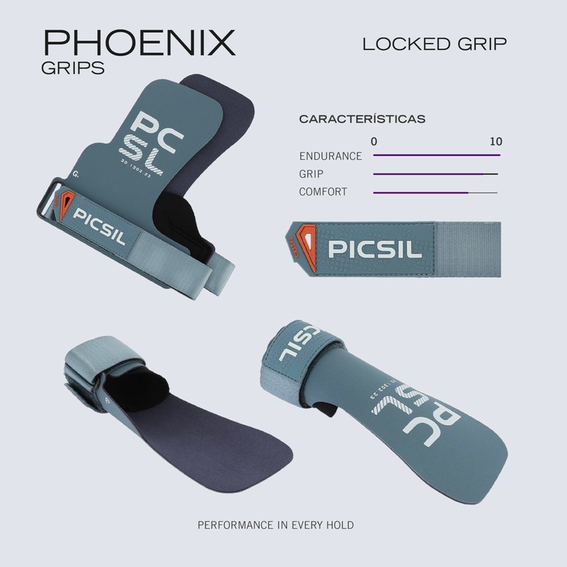 PICSIL Phoenix Grips+ Wrist Pads + Carry Bag, Magnesium Free,