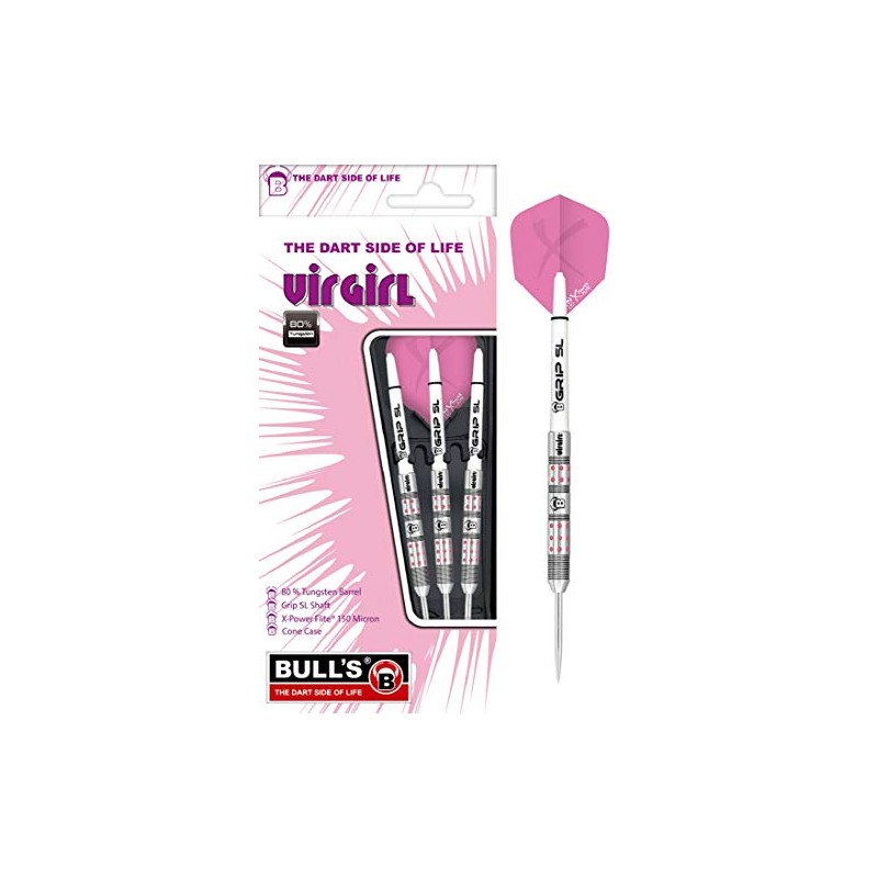 Bull's Virgirl Vr1 Steel Dart 21g, Silver/Pink