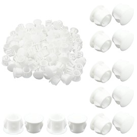 Litoexpe 100pcs White Hole Plugs, Plastic Screw Hole Plugs, 3/8"/10mm Flush Type Pipe Choke Plug, Round Hole Cover Snap in Locking Hole Plugs for Furniture Cabinet Insert End Caps