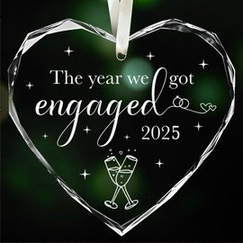 Engagement Gifts for Couples 2025 - First Christmas Engaged Gifts for Her - Engagement Gift for Newly Engaged Couples, Her, Women, Friends, Bride to Be Gifts, Glass Christmas Ornaments
