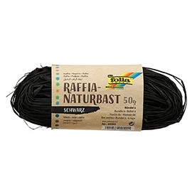 folia 9090 Raffia Natural Raffia Black, 1 Bundle of 50 g, Natural Straw Mix Cord, Ideal for Crafts, Decoration or for Arrangements, Bouquets and Other Floristry Work