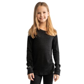 Merino Wool Base Layer Kids - Midweight Long Sleeve Merino Wool Top Kids - Unisex Kid Thermal Underwear (Small, Charcoal Grey)