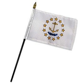 Quality Standard Flags One Dozen Rhode Island Stick Flag, 4 by 6"
