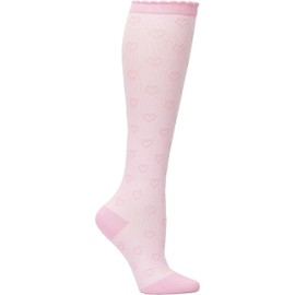 Nurse Mates Heart Texture Socks | 12-14 mmHg Compression | Superior Support & Comfort | 1 Pair | Pink