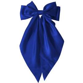 Hair Bows for Women Girls - Silky Satin Bow Hair Clip with Long Tail Ribbons - Elegant Hair Accessories (Royal Blue,1Pcs)