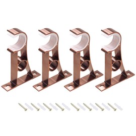 uxcell Curtain Rod Bracket Aluminum Alloy Single Holder Support for 25mm Drapery Rod 110 X 78 X 18mm Copper Tone 4Pcs