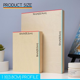 MEEDEN Unfinished Wood Canvas Kit: 1-1/2" Deep 6x8 9x12 Wooden Canvas Panel - 4 Pcs of Cradled Wood Art Boards for Pouring Art, Crafts, Painting