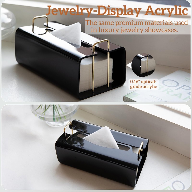 Acrylic Tissue Box Holder Rectangle​ with Curved Design - Decorative