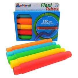 alldoro 60332 Flexi Tubes Made of Plastic, 3 cm Diameter, Pack of 5, Colourful, Tubes with Extendible Length 21-73 cm