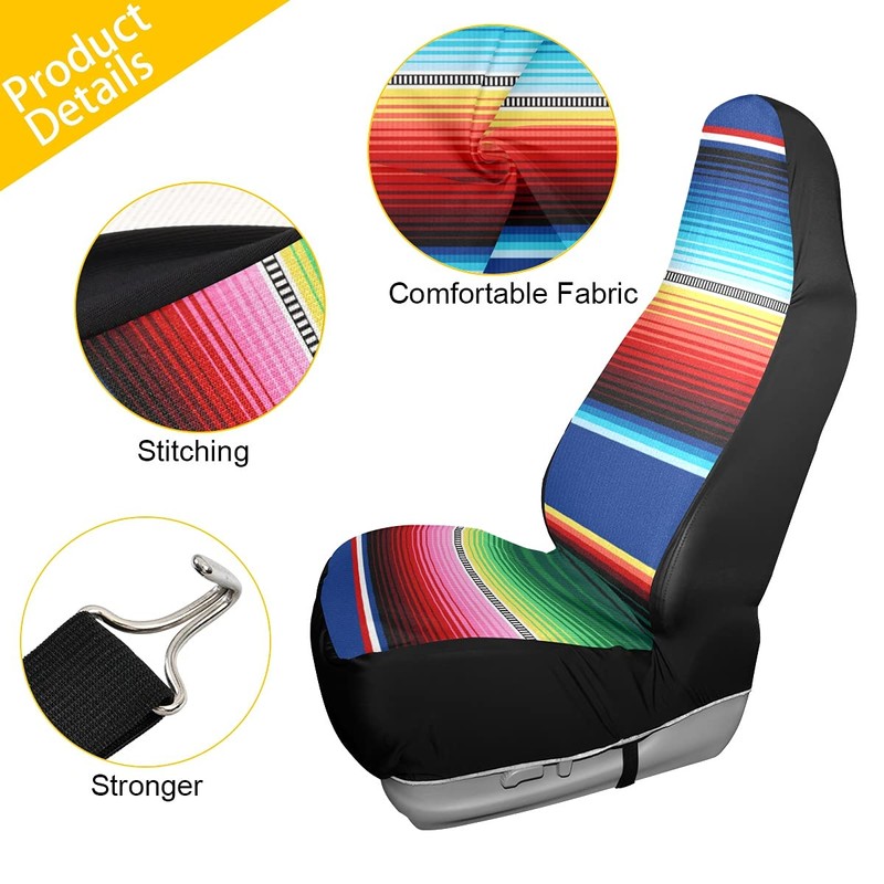 xigua 2 Pack Car Seat Covers Mexican Serape Blanket Stripes