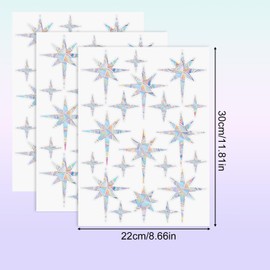 60pcs Anti Collision Window Stickers for Birds, Star Shape Window Decals to Prevent Bird Strikes Non Adhesive Rainbow Prismatic Static Clings Perfect Glass Decor