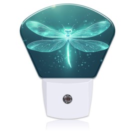 Fantasy Glowing Dragonfly Plug in Night Lights, Magic Dragonfly Nightlight Plug Into Wall Dusk to Dawn Sensor for Kid Girls Boys Women Men Room, Hallway, Kitchen, Bathroom, Stairs Decor