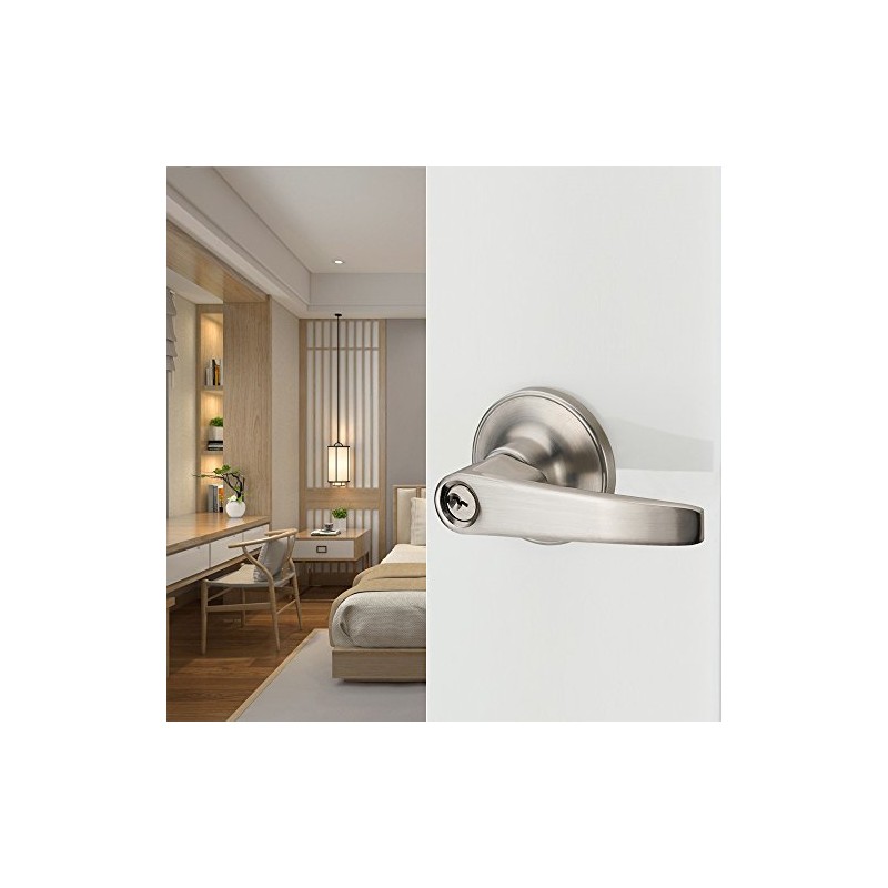 1 Pack of MANREN Lever Keyed Entry Door Lever Handle