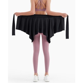 Athletic Yoga Wrap Skirt, One Piece Tennis Yoga Ballet Jogging Skirts Short Beach Cover Up-Black