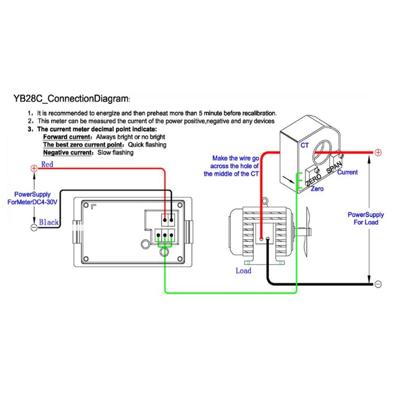 DC Ammeter with Hall Sensor, Current Meter LED Digital Display
