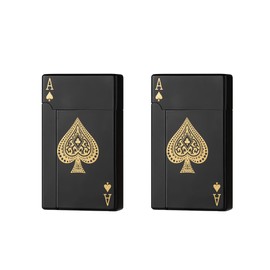 2piezas Encendedor Mechero de gas butano resistente al viento, recargable, encendedor de butano , apto para hombres y mujeres, con un juego de decoración para fiestas de regalo (paquete de 2) (Negro)