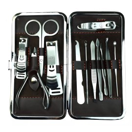 Vematic Set Manicure Pedicure 12 Piezas Acero Inoxidable Con Estuche