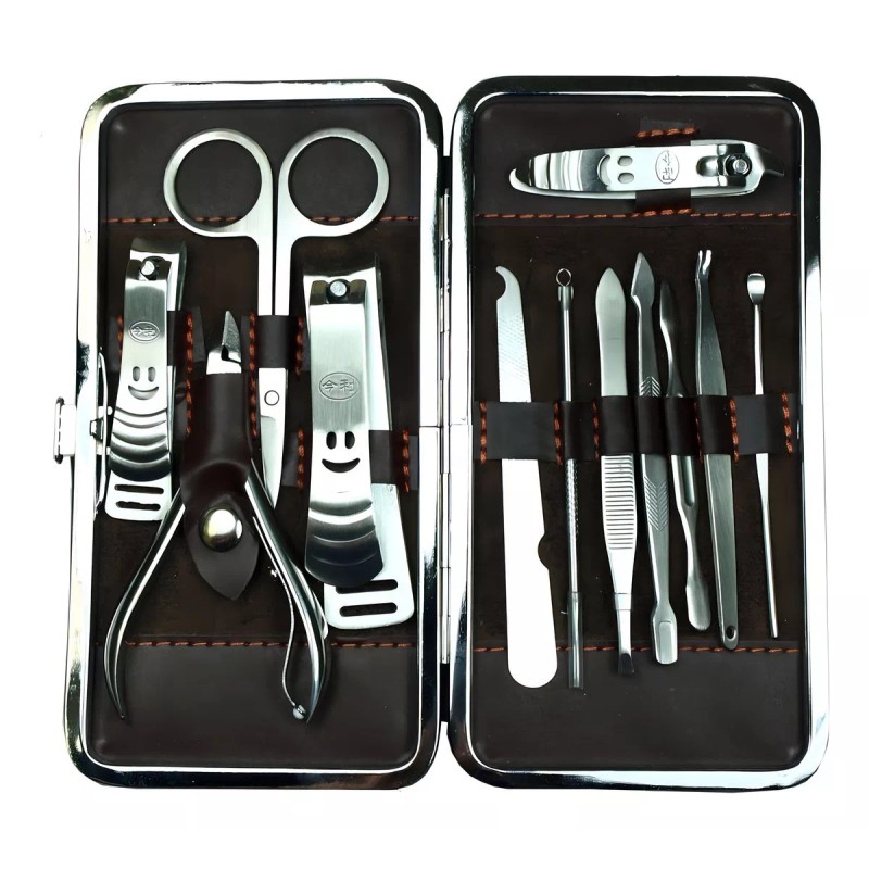 Vematic Set Manicure Pedicure 12 Piezas Acero Inoxidable Con Estuche